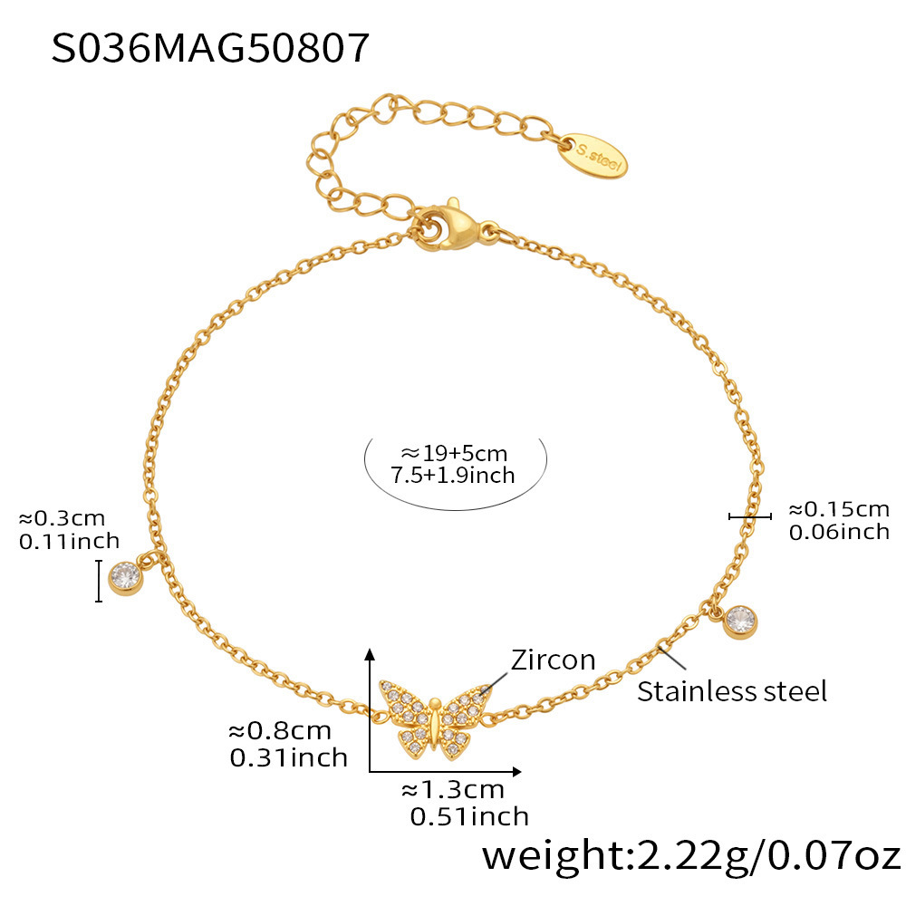 S036- Golden Butterfly anklets 19+5cm