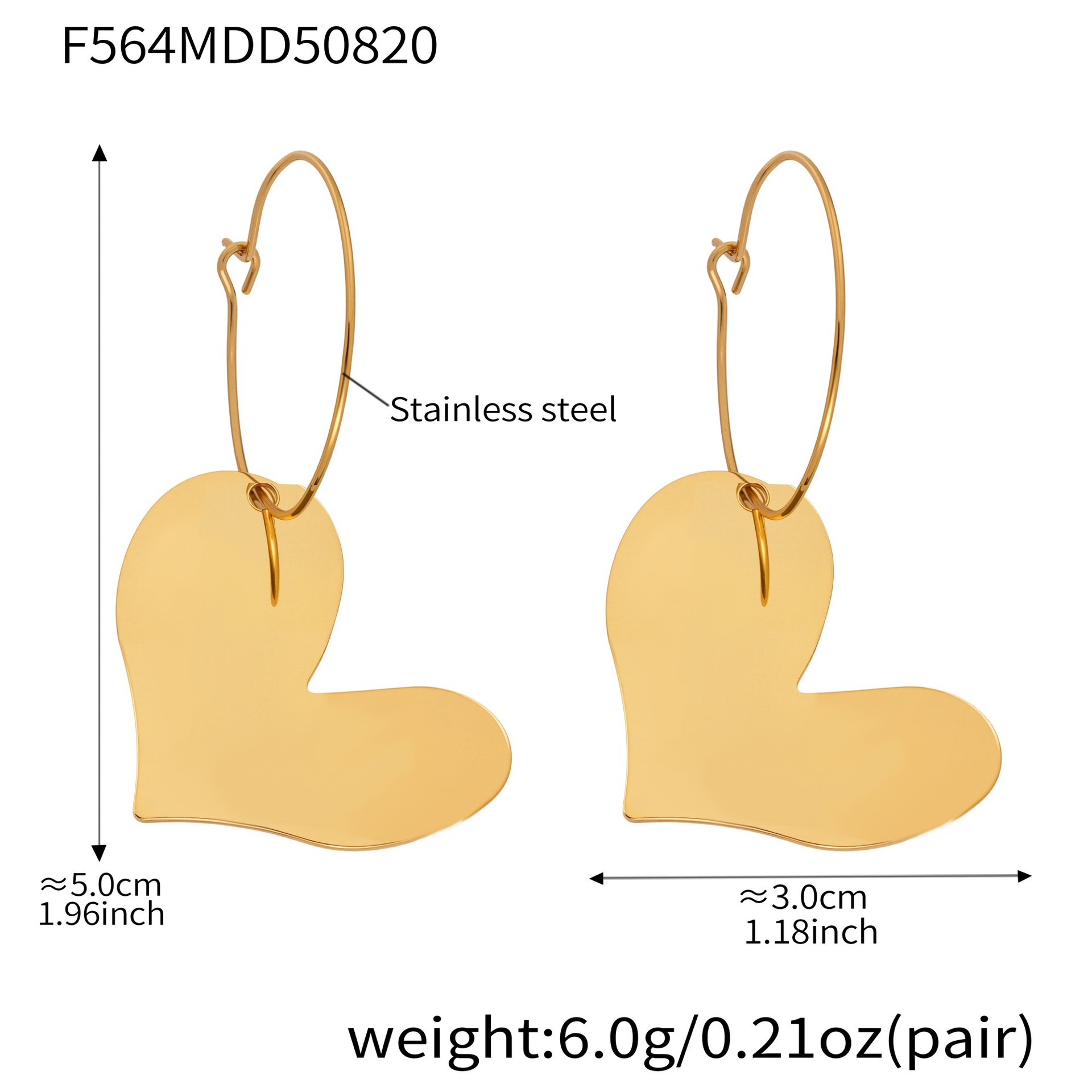 3:Golden heart-shaped earrings