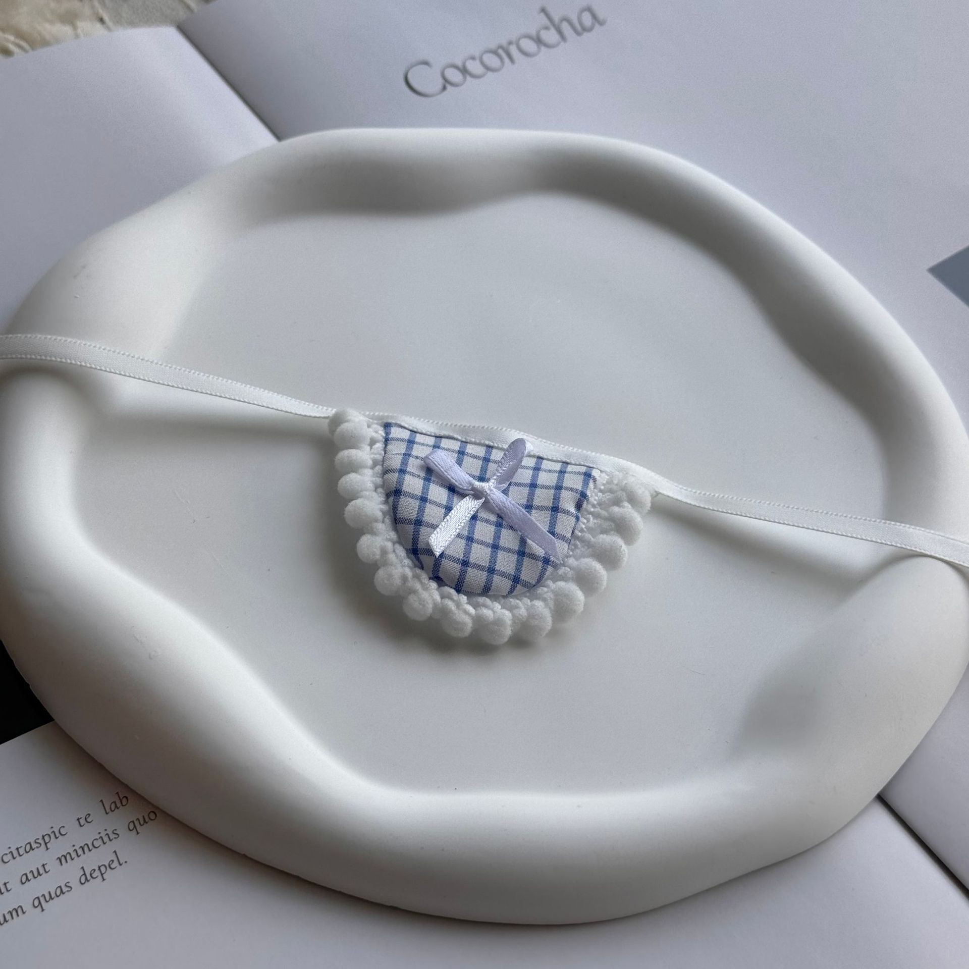 Sky Blue Fur Bow Bib