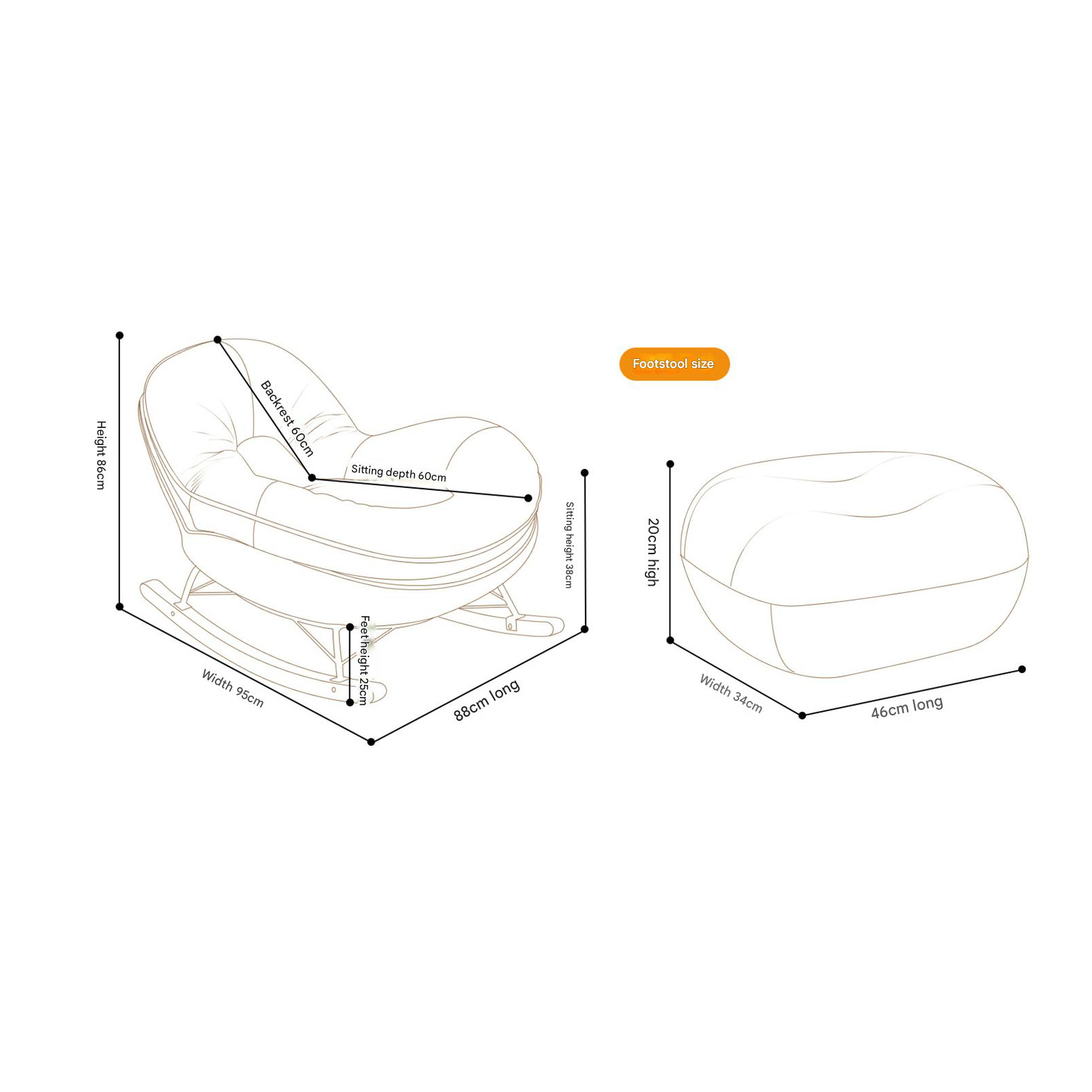 chair with sponge footrest