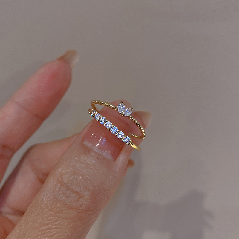 3:Peach Heart Ring Two-Piece Gold