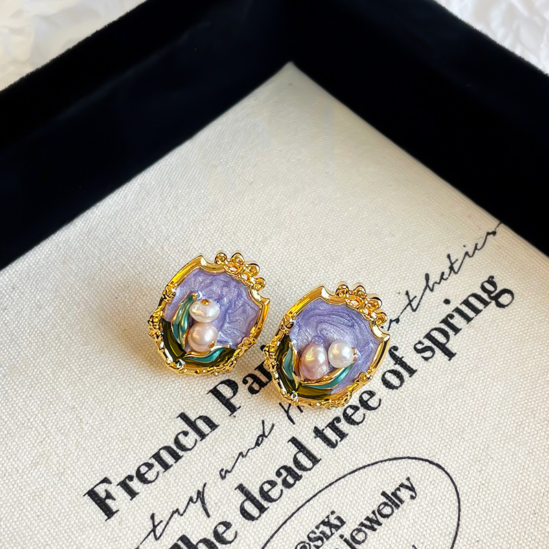 2:[s925 silver needle + copper plated 18k real gold + freshwater pearl]: nl09132e