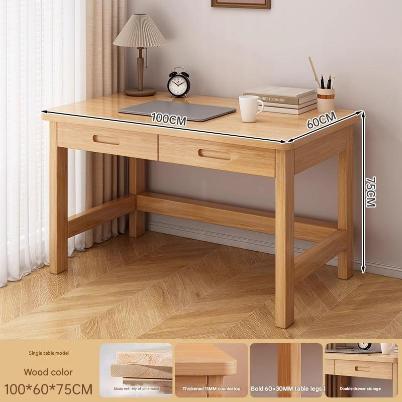 [table with extraction] log color 100*60cm all solid wood
