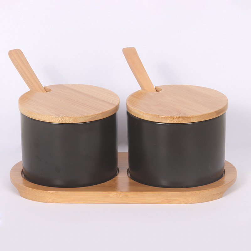 Two cans   TRAY   spoon (bright black 220ML)