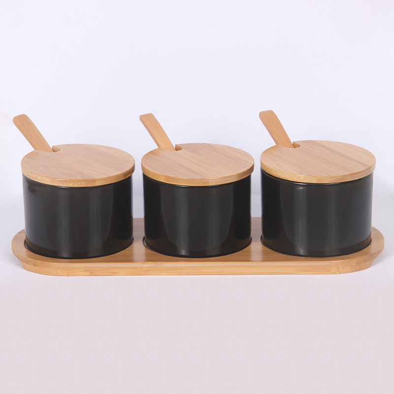 Three cans   TRAY   spoon (bright black 220ML)