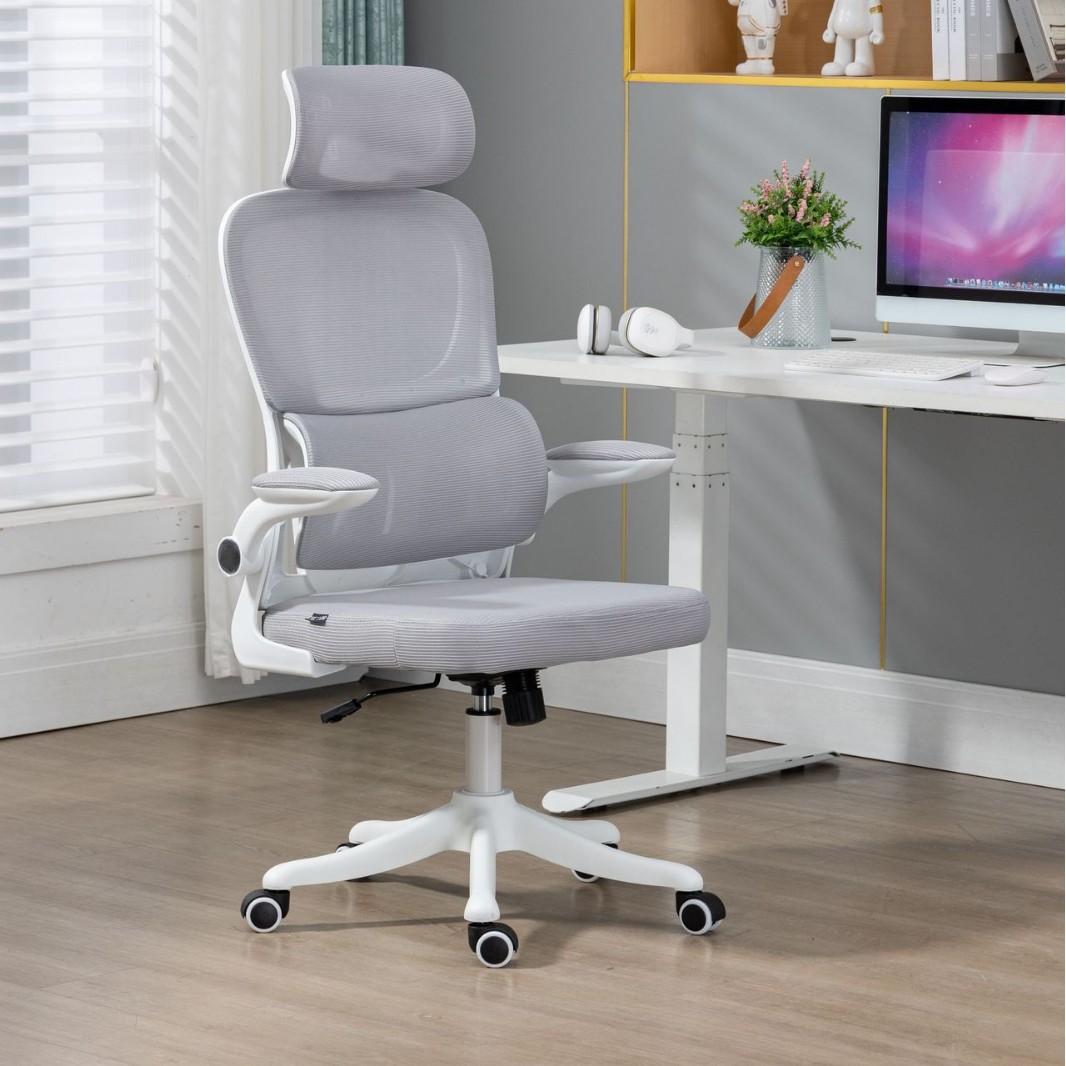 135 degree lying with headrest white frame gray