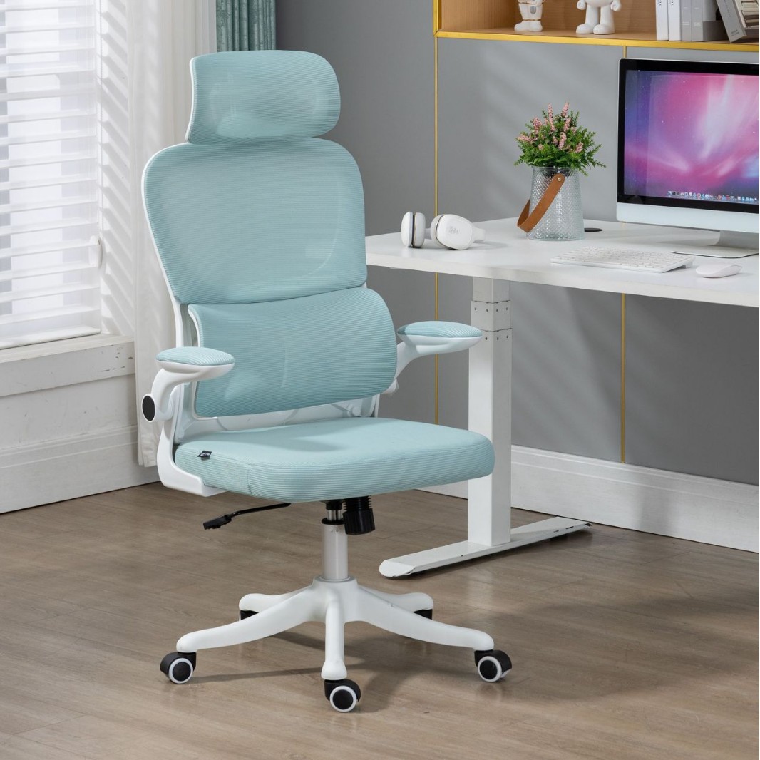 135 degree lying with headrest white frame blue