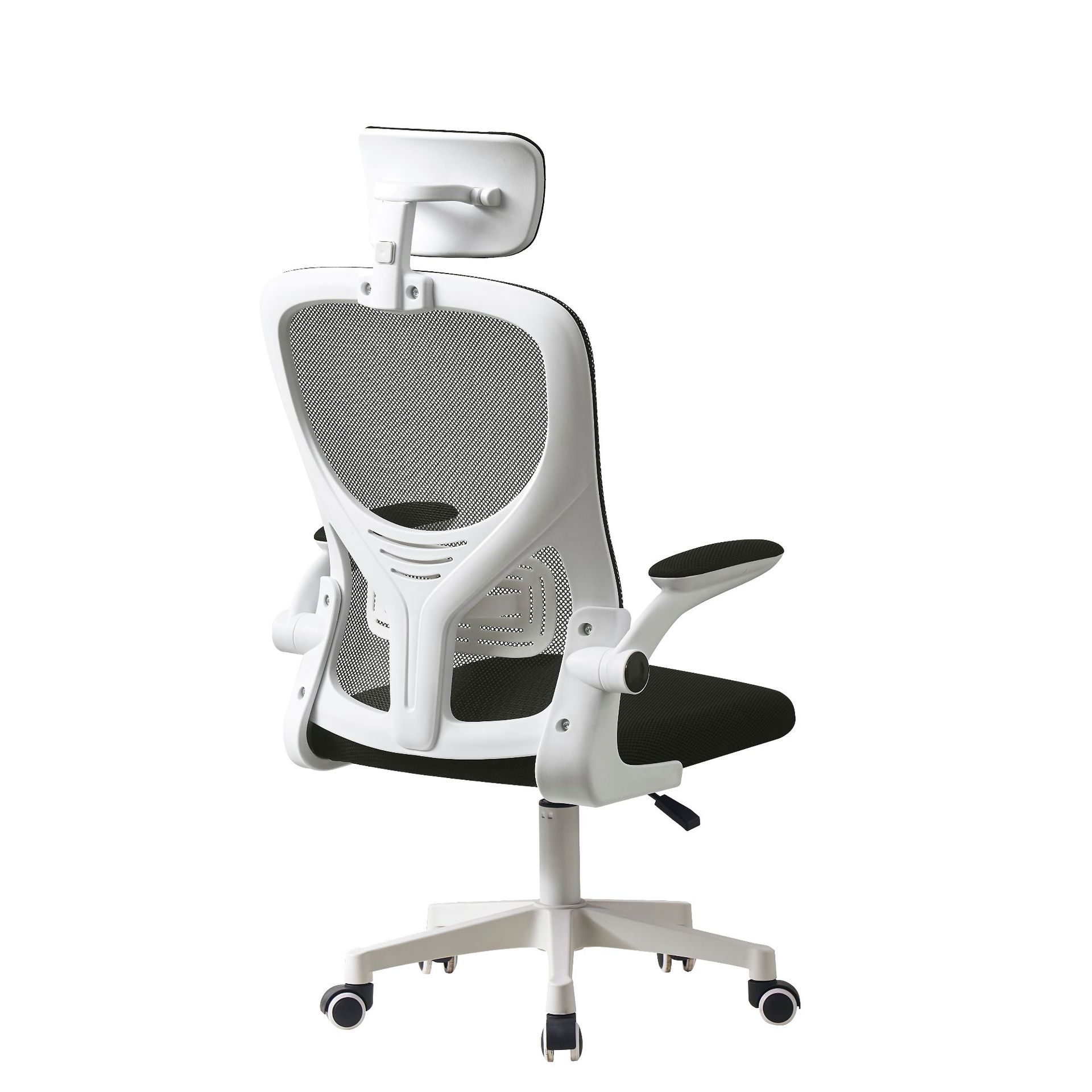 3D headrest white frame black net pulley