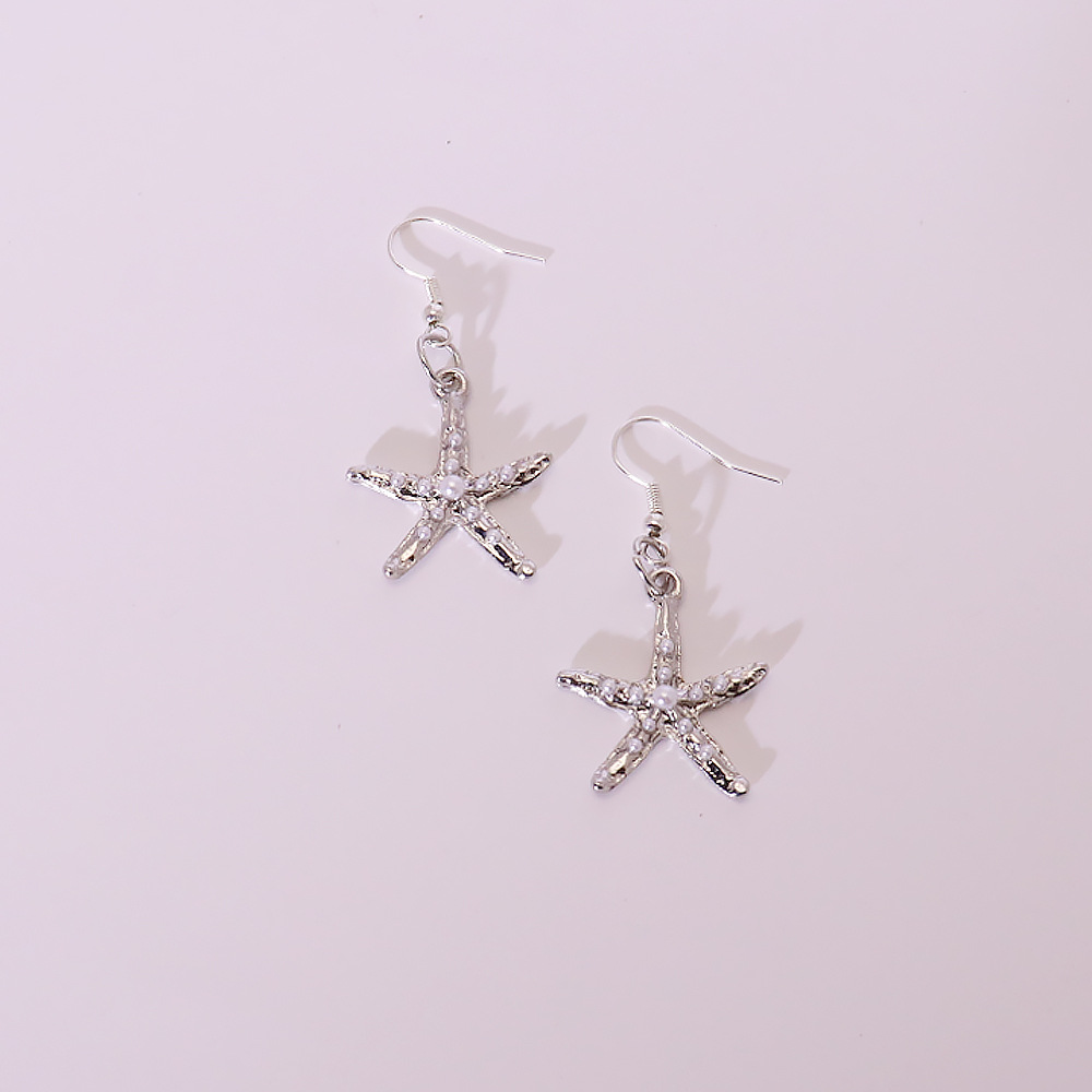 4:Silver starfish earrings
