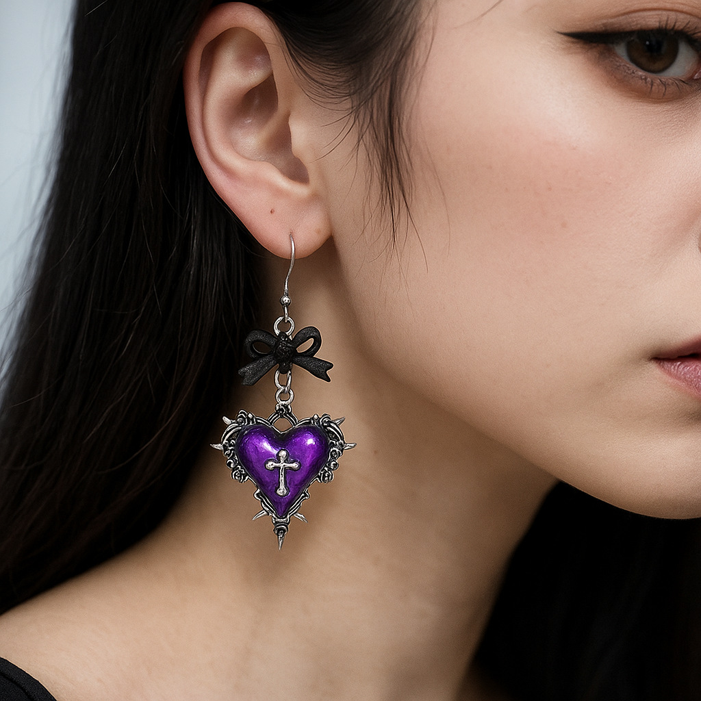 3:Purple heart earrings