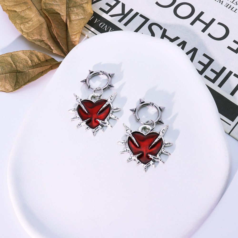 1:Red heart earrings