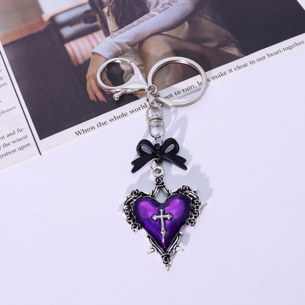 3:Purple heart double button bow