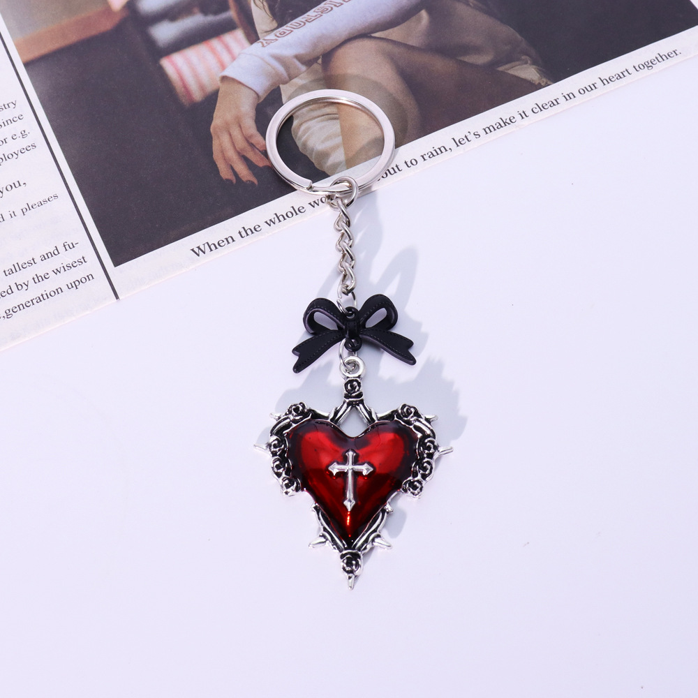 5:Red heart single button bow