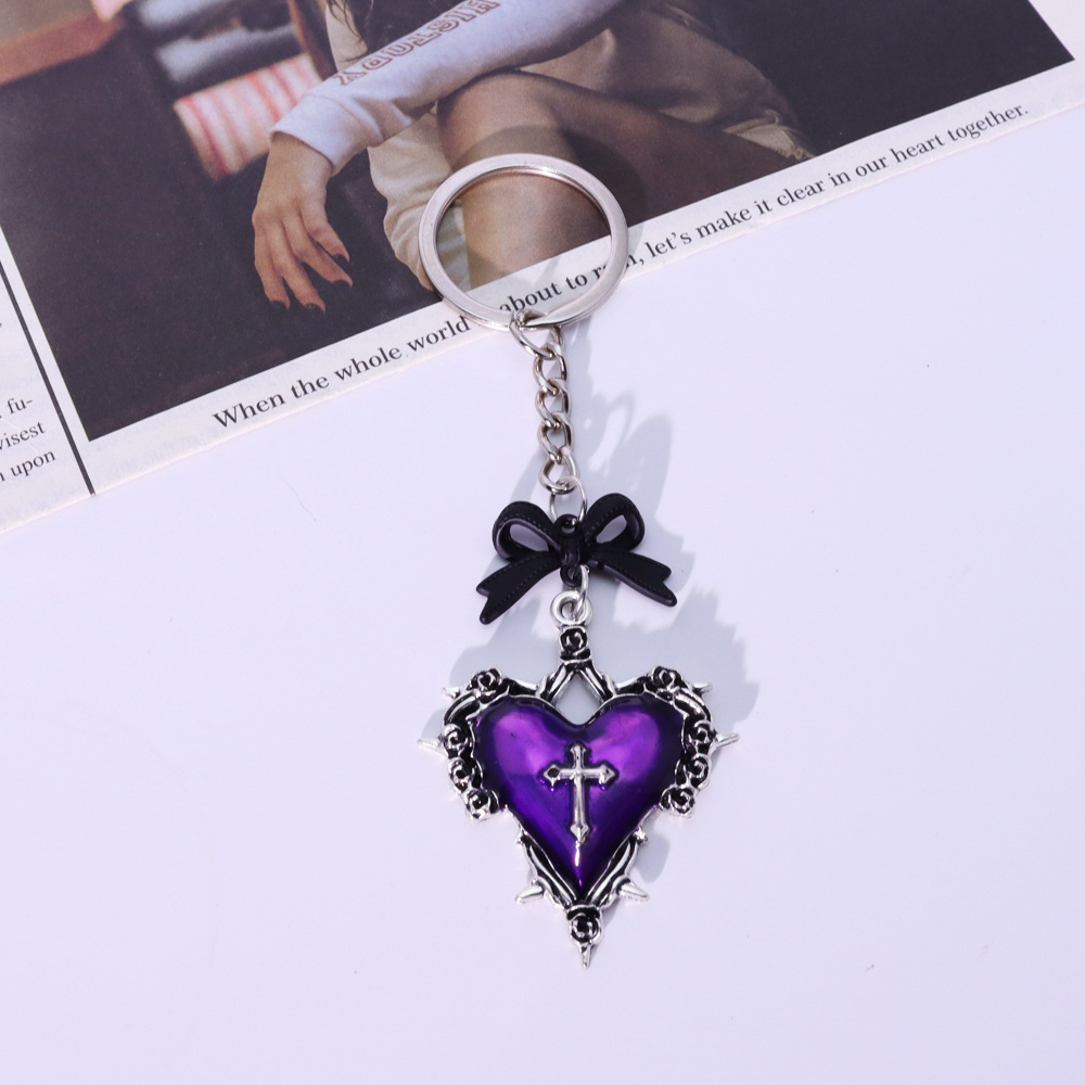6:Purple heart single button bow