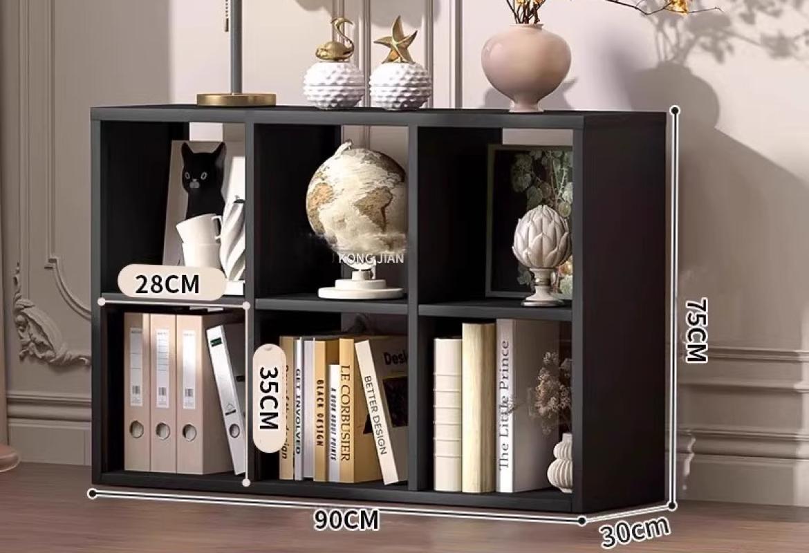 [six-compartment cabinet-quality density board] light luxury black 90*30*75cm