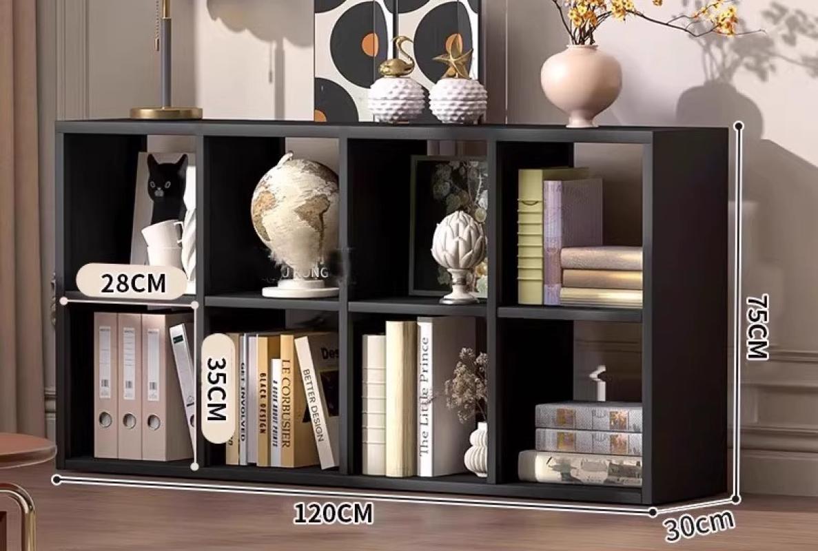 [eight-compartment cabinet-quality density board] light luxury black 120*30*75cm