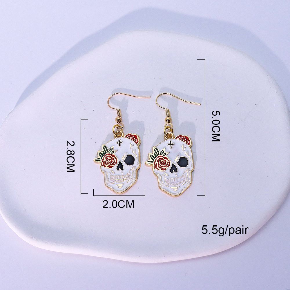 6:Left eye flower skull earrings-06