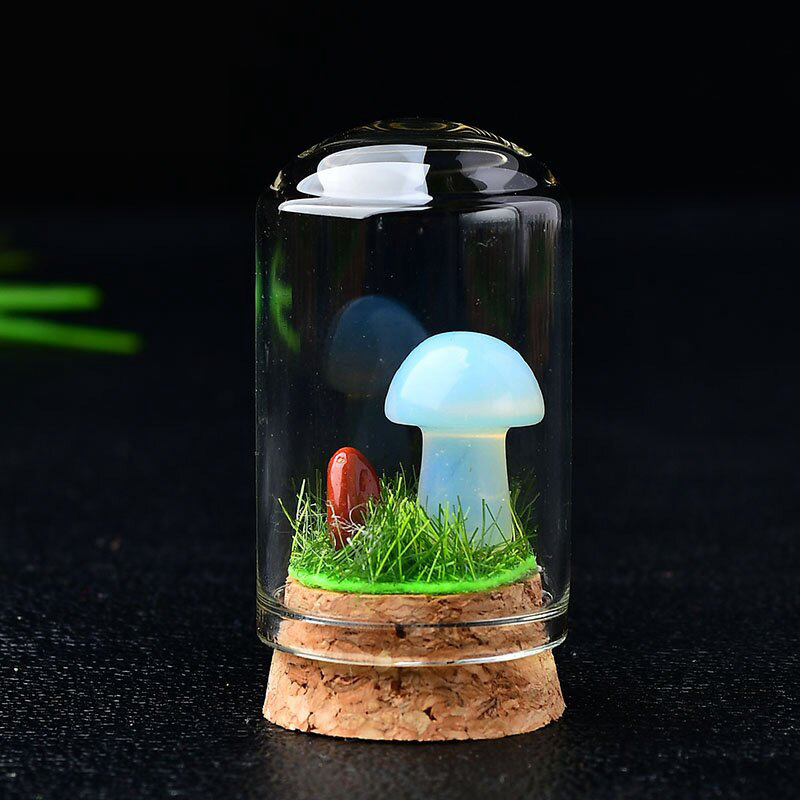 Opal mushrooms with bottles