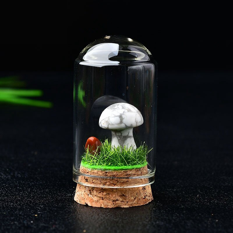 11:White turquoise mushroom with bottle