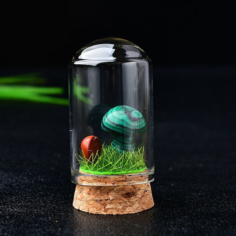 Malachite mushrooms with bottles