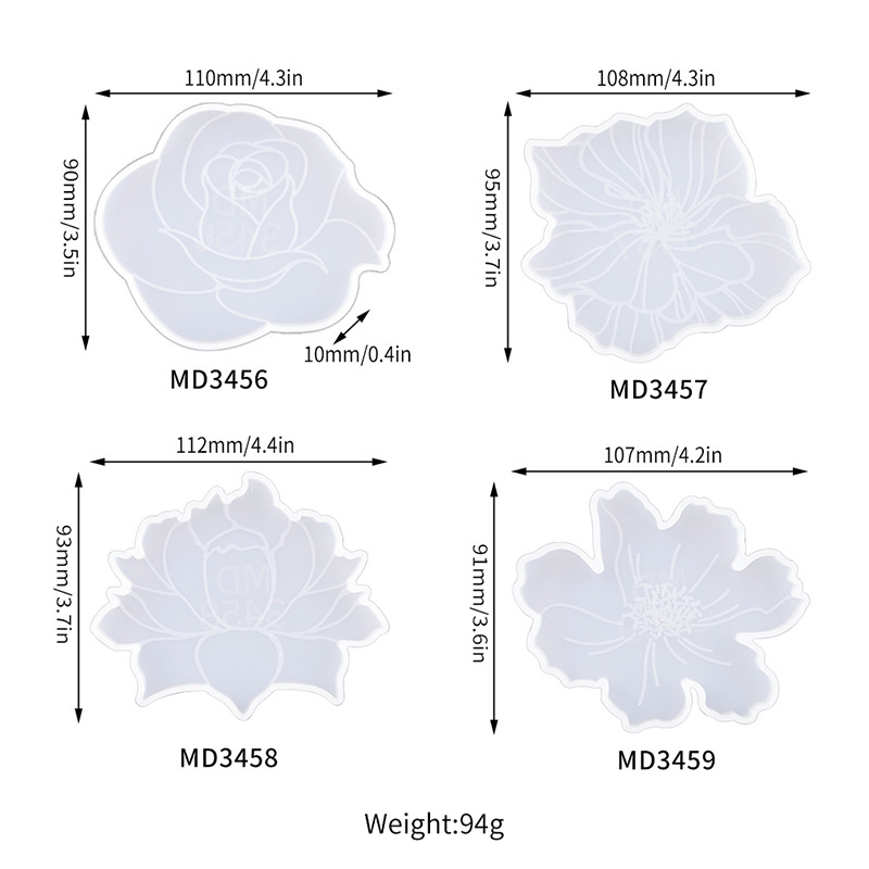 29:Four flower coasters mold (MD3456 3457 3458 3459)