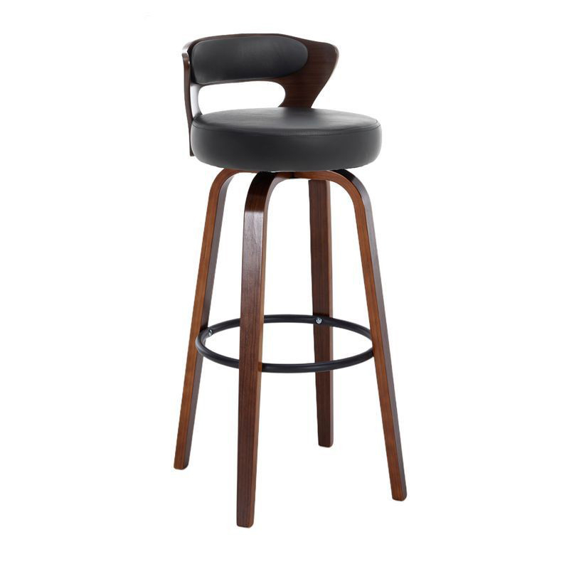 Black cowhide - walnut wooden frame