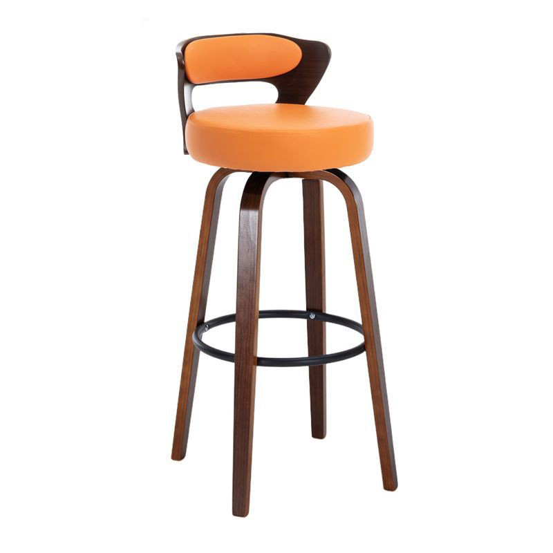 Orange cowhide - walnut wooden frame