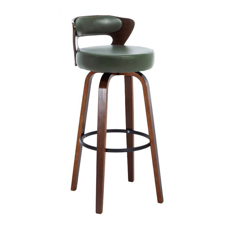 Dark green cowhide - walnut-colored wooden frame