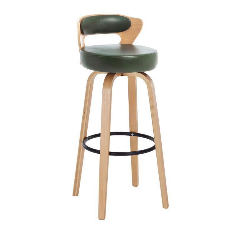 Dark green cowhide - walnut-colored wooden frame