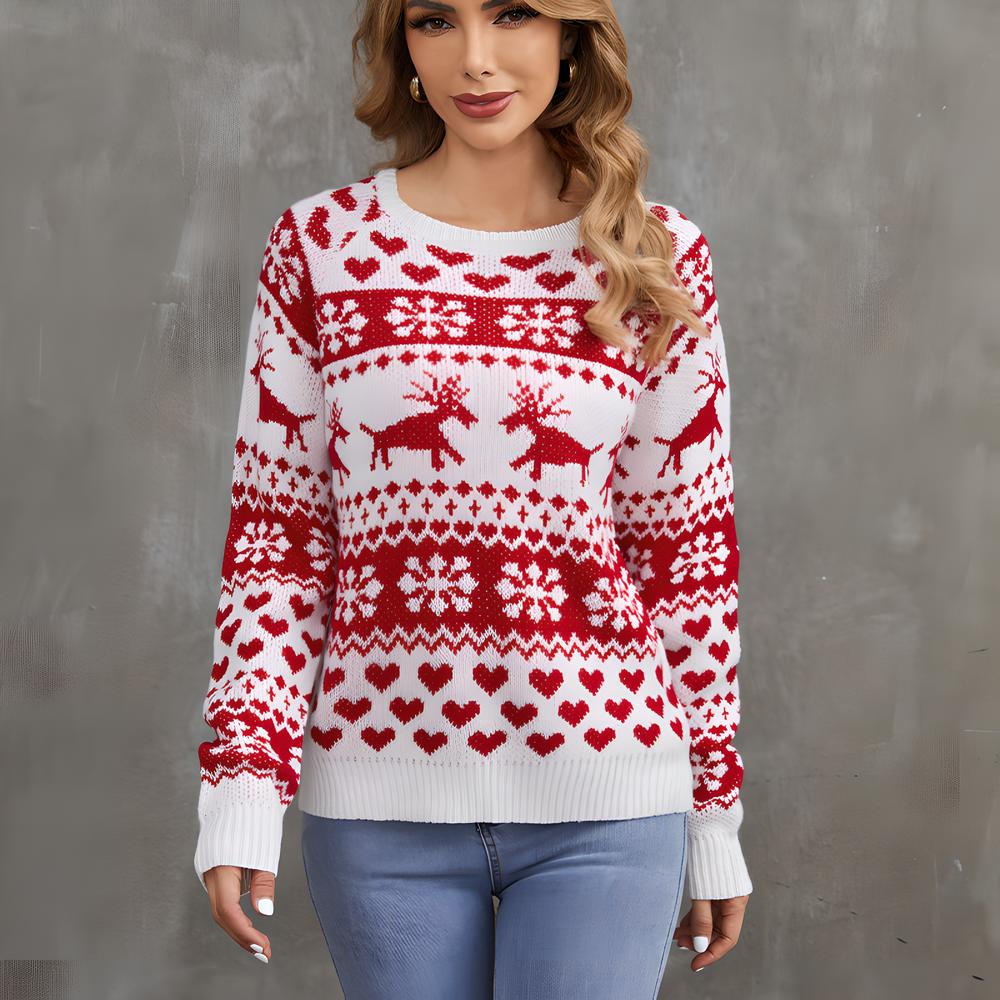 White jacquard christmas sweater