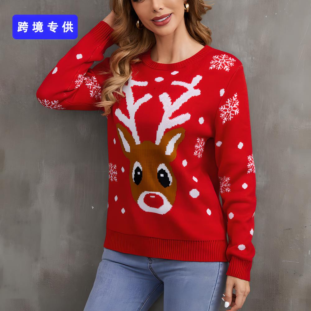 Red cartoon reindeer sweater 01 style