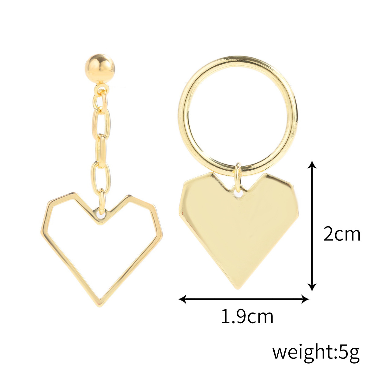 E2112-9 Golden asymmetrical heart