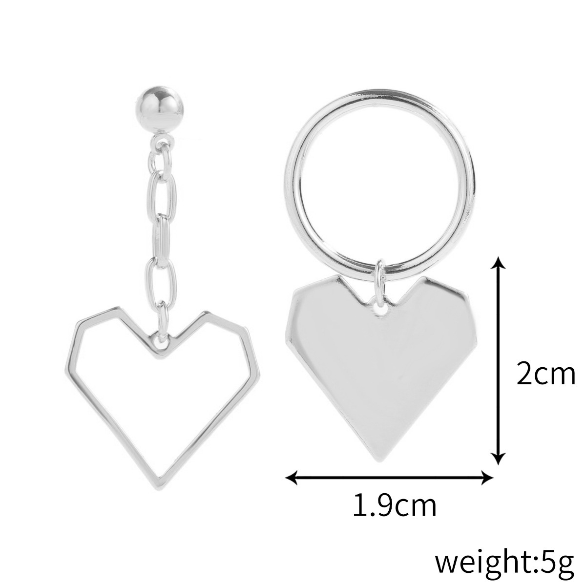 1:E2112-10 silver asymmetric love heart