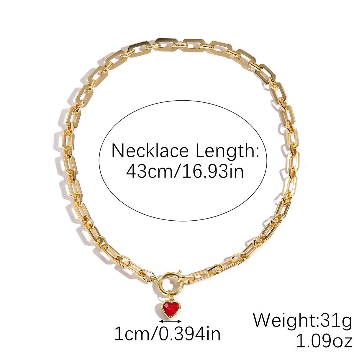 N2505-16 Heart-shaped Crystal Necklace