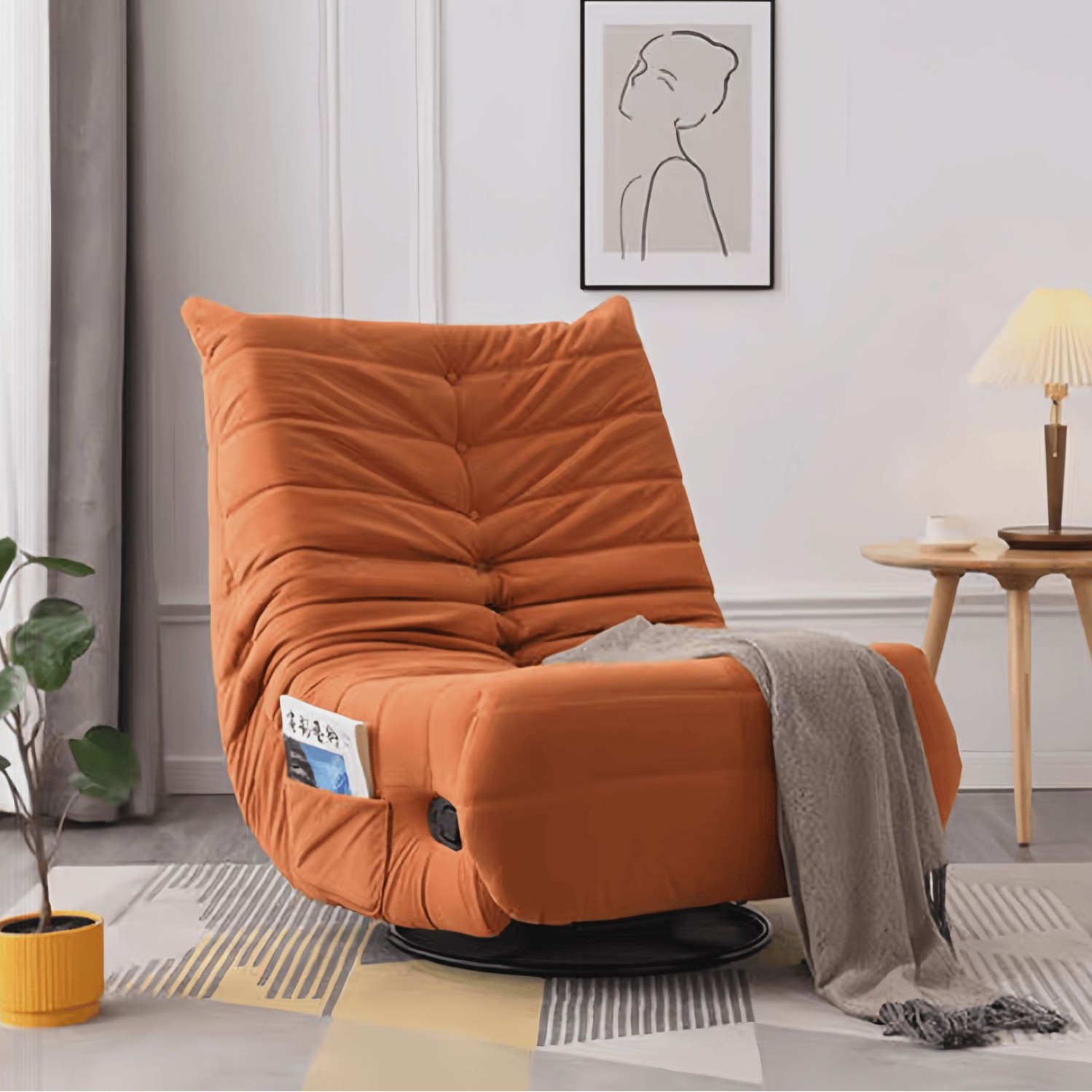 Orange - ice point velvet style [manual sitting and lying down   360 degree rotation]