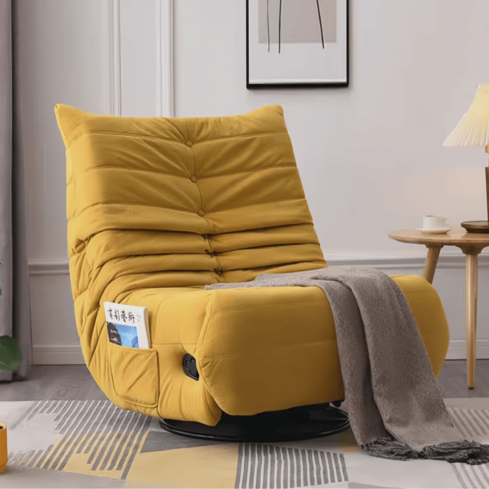 Yellow - ice point velvet style [manual sitting and lying down   360 degree rotation and rocking]