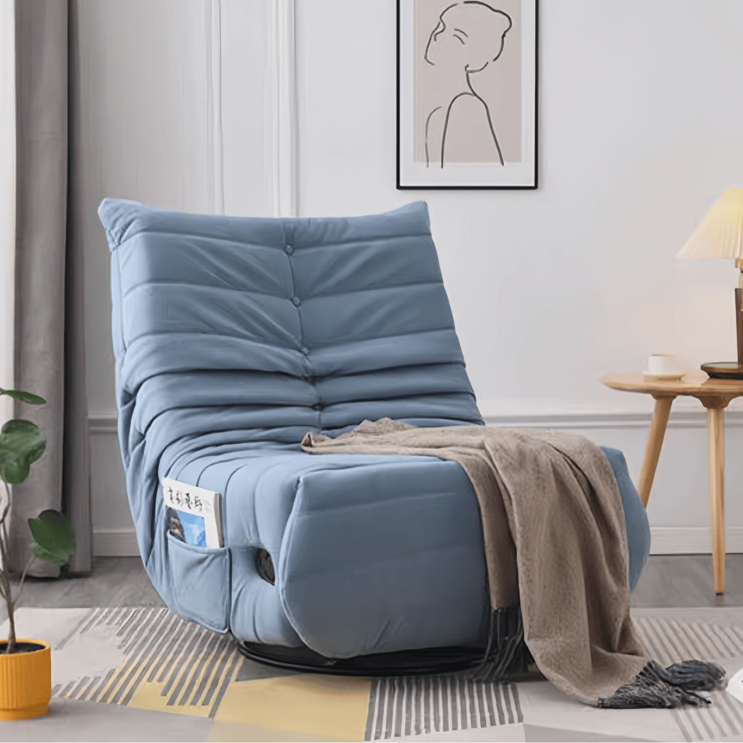 Blue - ice point velvet style [manual sitting and lying down   360 degree rotation and rocking]