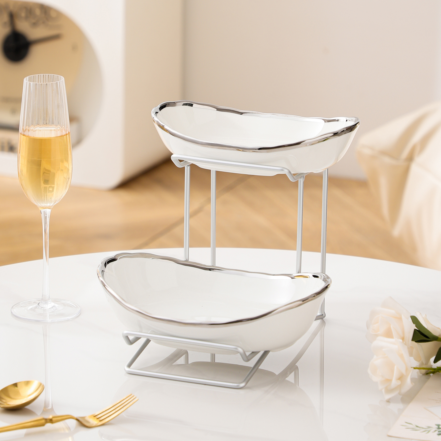 Silver silver rack double layer