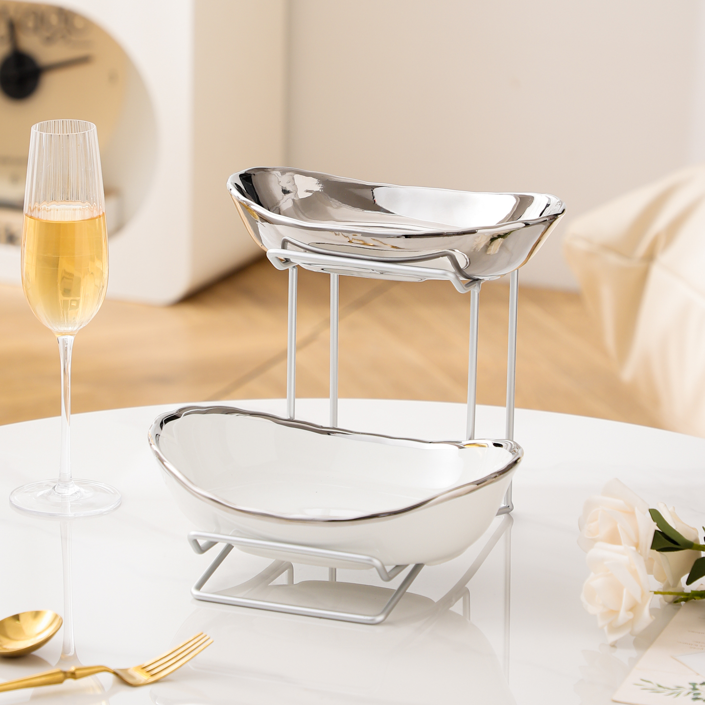 Silver plate silver frame double