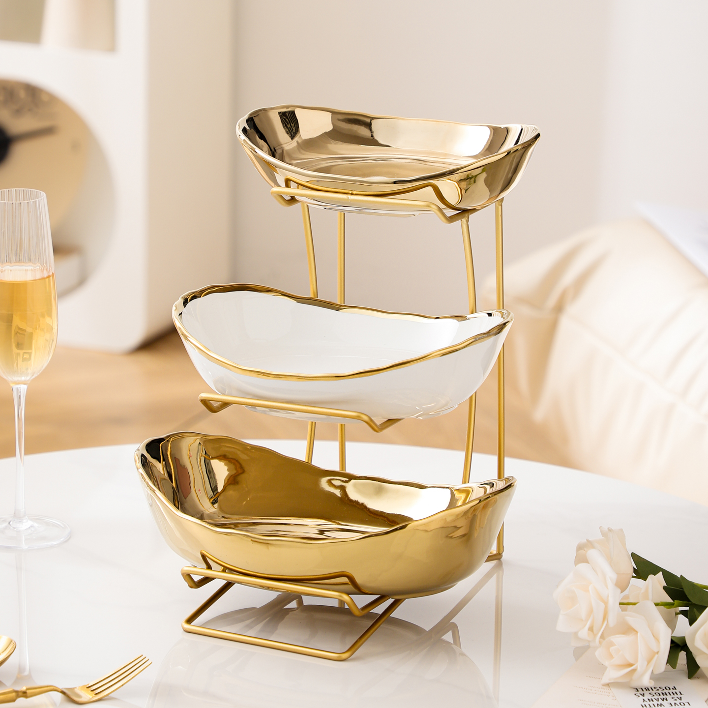 Gold plate gold rack three layers