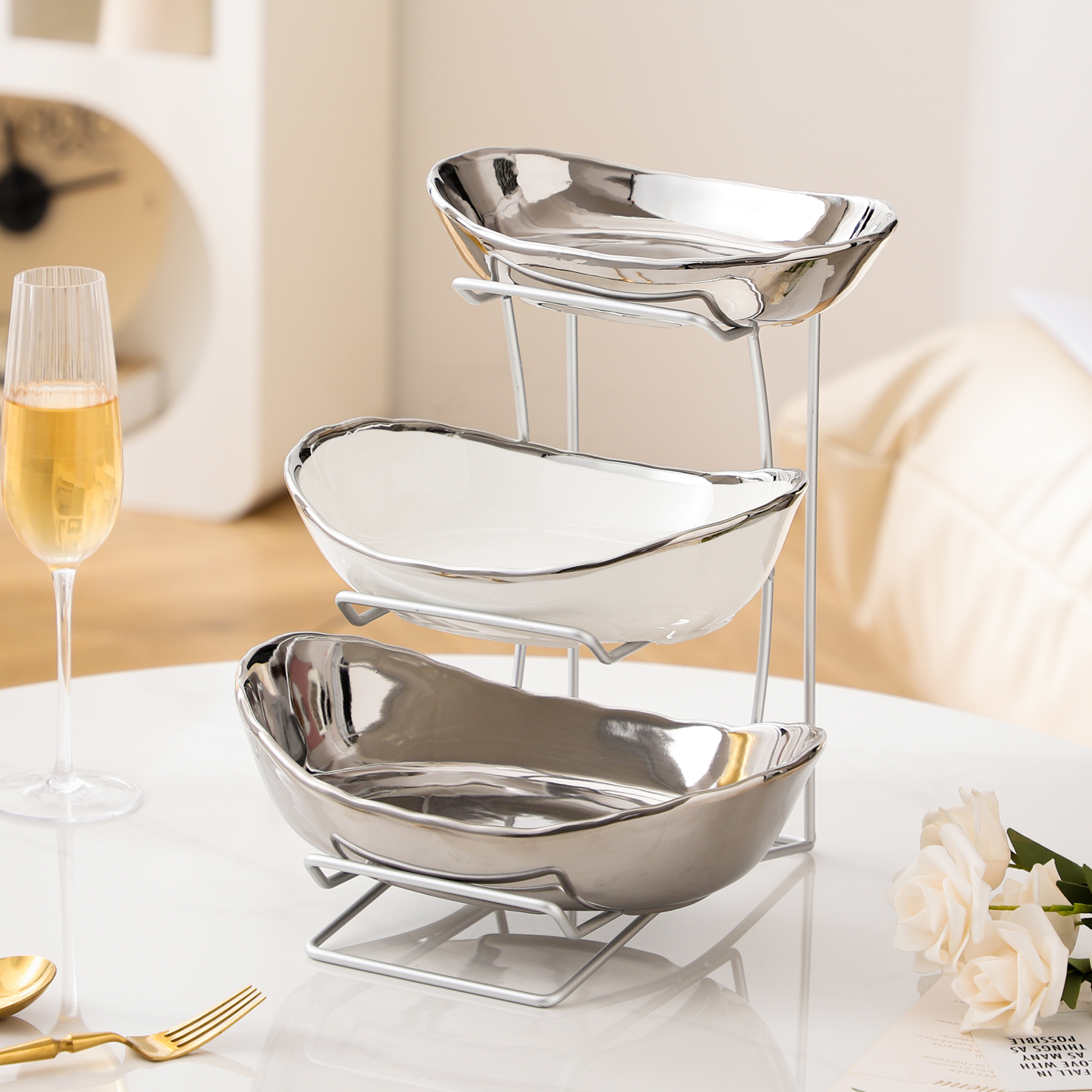 Silver plate silver rack three layers