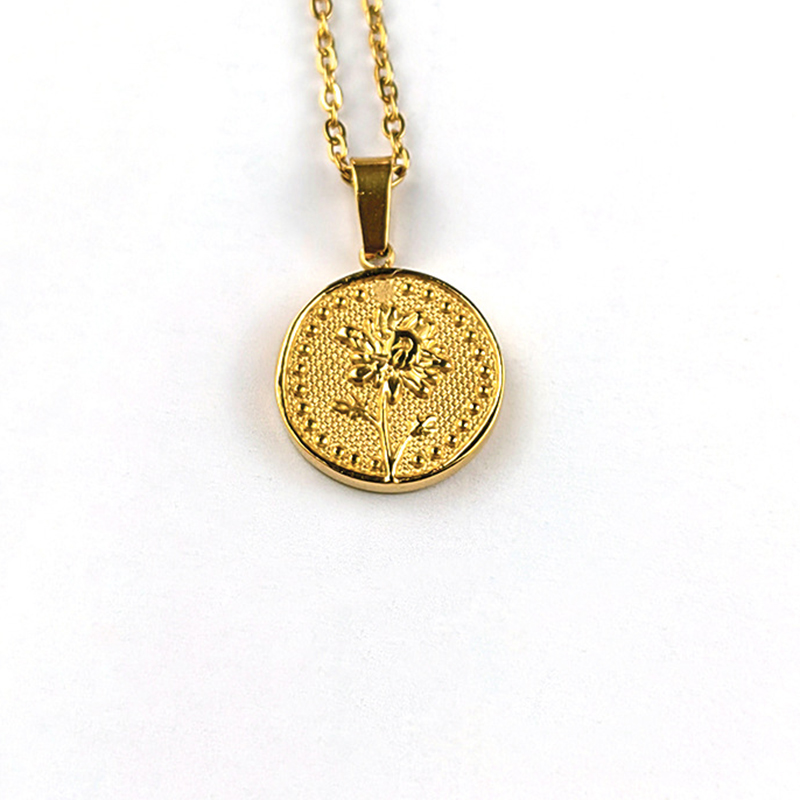 23:November sunflower-necklace 45cm with 5cm extender chain