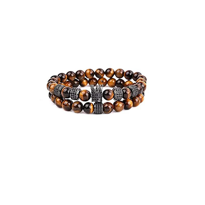 11:Yellow tiger eye crown bracelet set