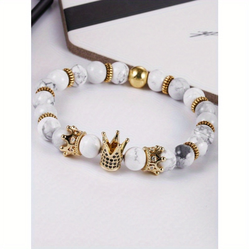 20:White turquoise crown bracelet