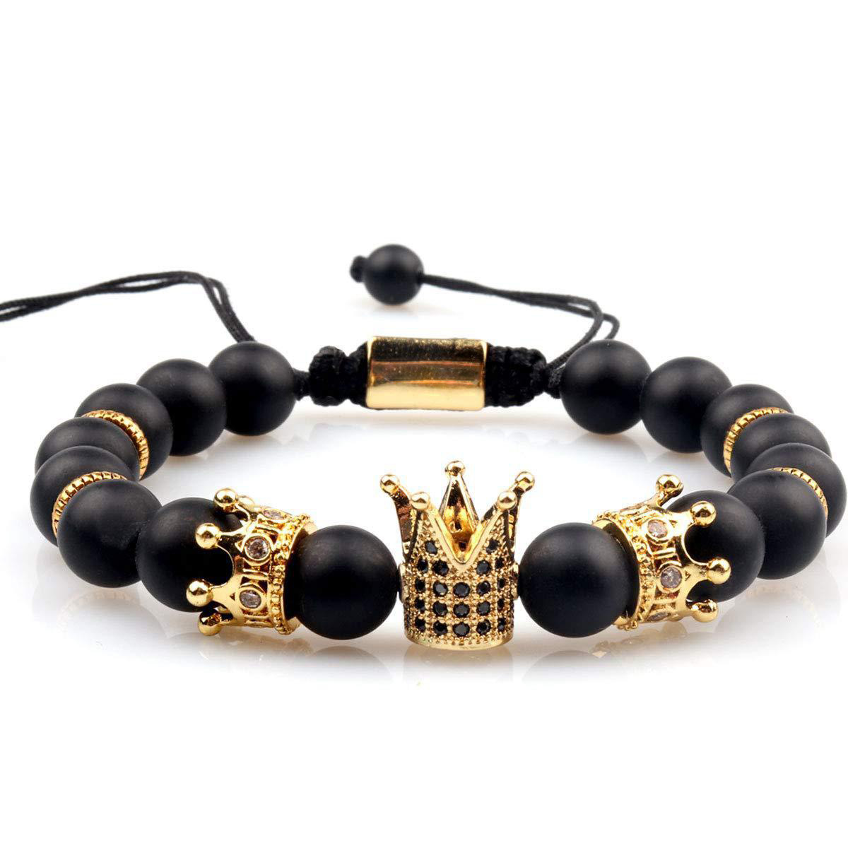 5 Matte black braided crown bracelet