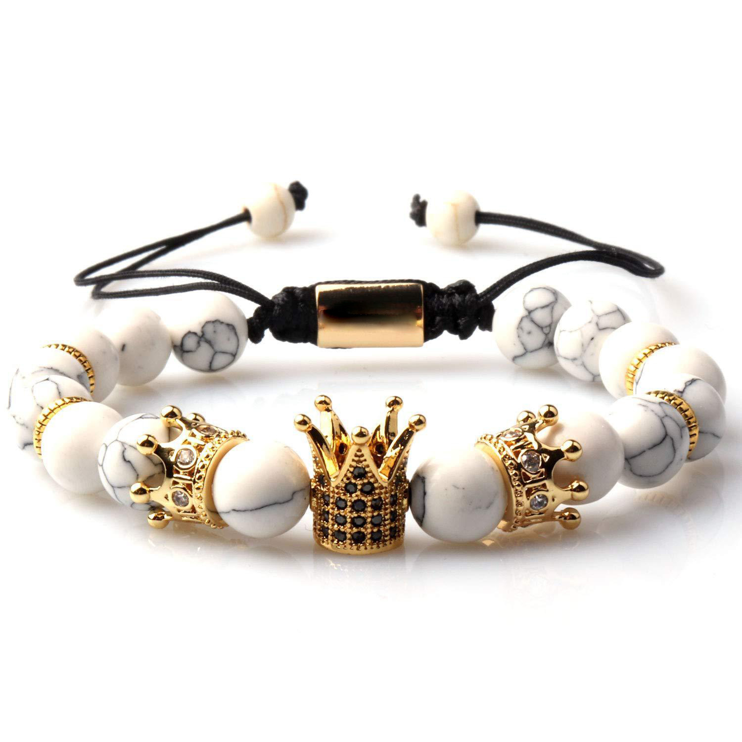 6 White turquoise crown braided