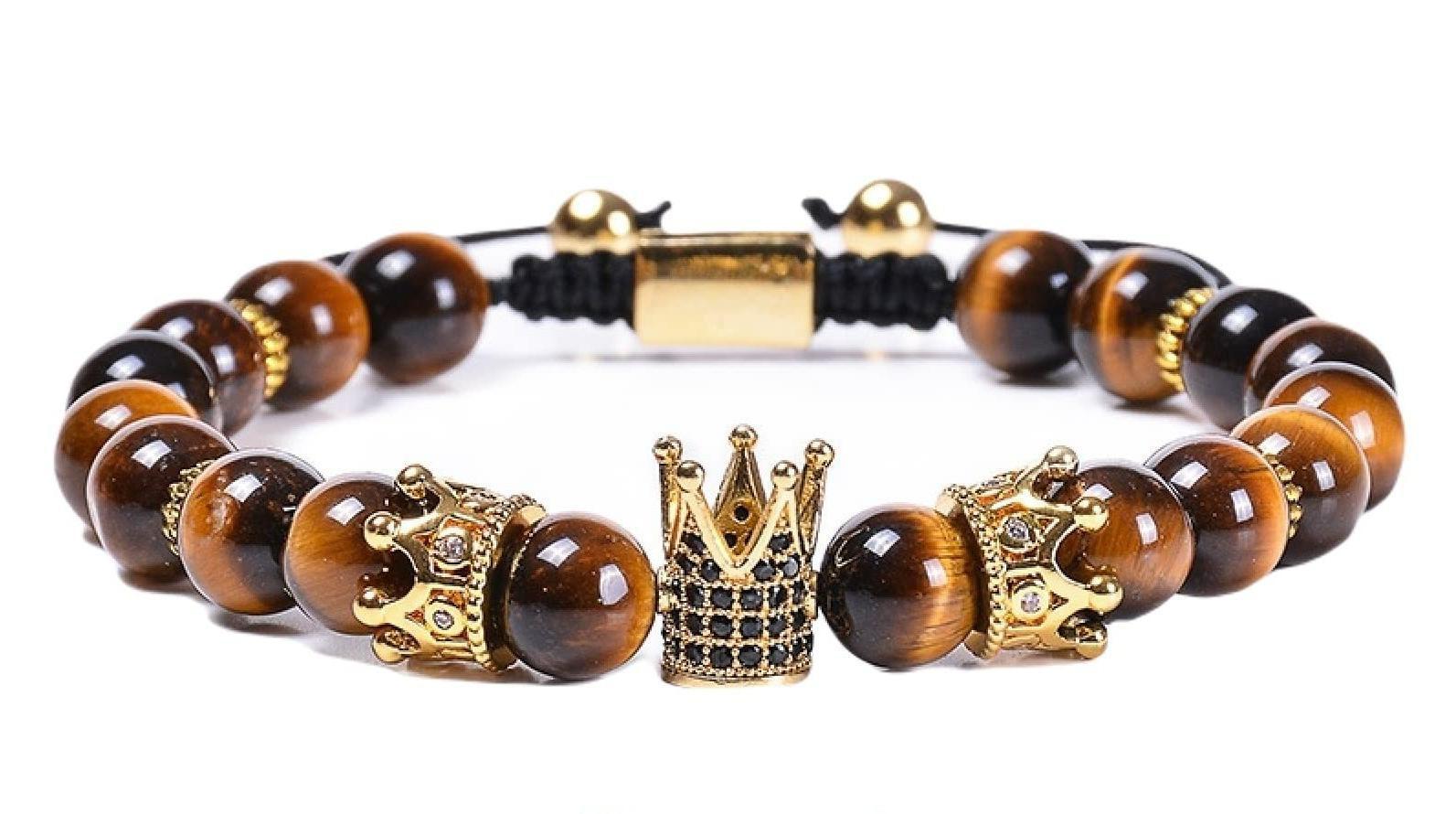 14 Yellow tiger eye crown bracelet