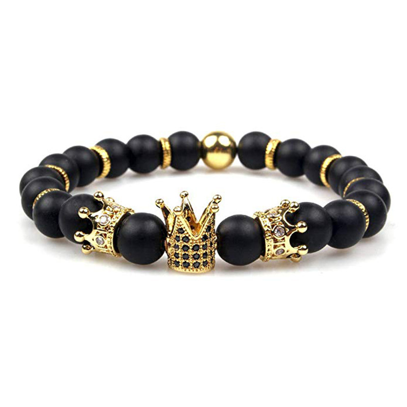 16 Matte black stretch crown bracelet