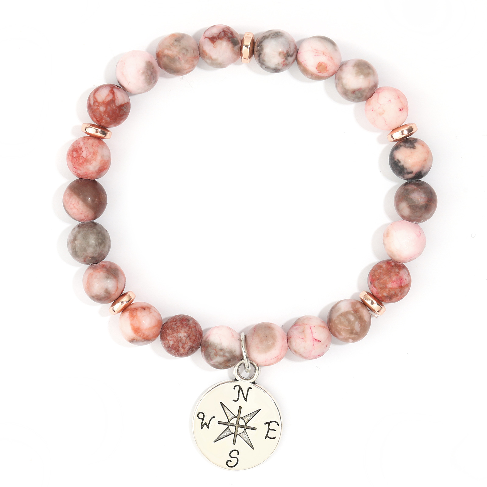 15 Pink zebra compass pendant