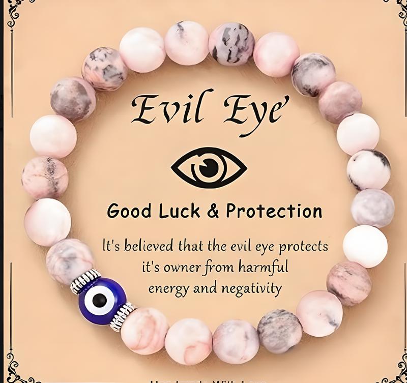 6:Pink Zebra Devil's Eye Diamond Ring Evil Eye Card